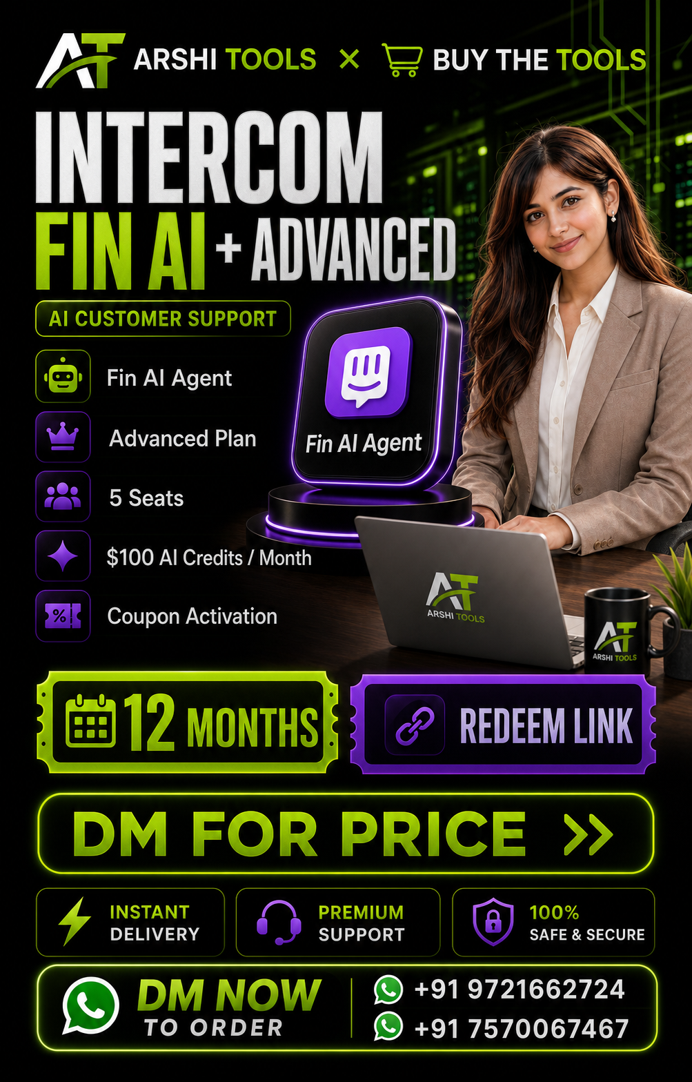 Intercom Fin AI Agent + Advanced campaign poster