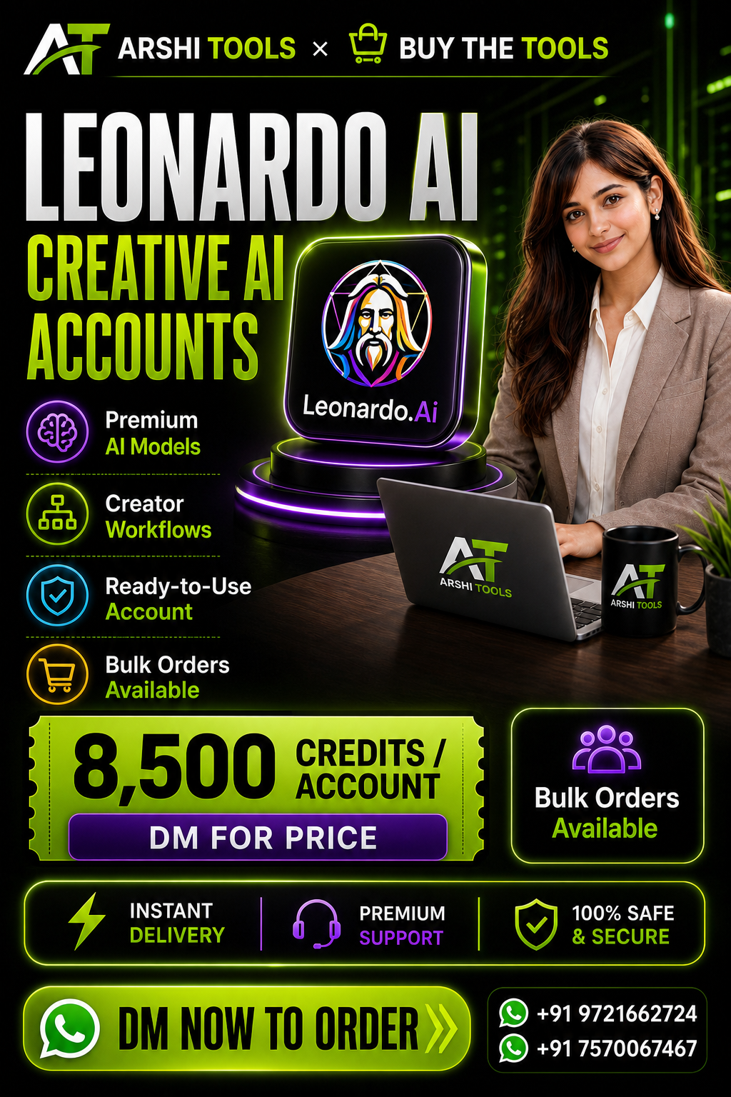 Leonardo AI Accounts campaign poster